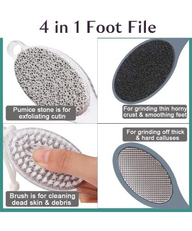 2Pcs Cleaning Pumice Stone 4 in 1 Foot Scrubber with Pumice Stone Sandpaper File Stainless Steel Remove Dead Skin Easily Removing Dead Skin Heels for Both Dry and Wet Feet Foot Care - Buy Online on GoSupps.com