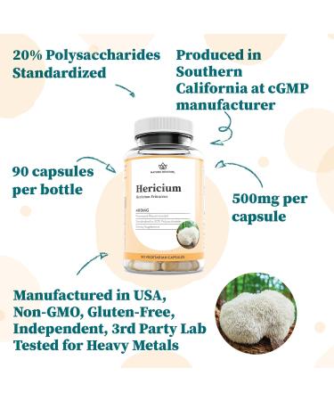 Nature Restore Hericium Erinaceus Extract Mushroom Supplement 90 Capsules 20% polysaccharides Lion's Mane - Buy Online on GoSupps.com