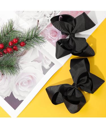 Sibba 6 Inch Vintage Ribbon Hair Bows Clips Barrettes - 2 Piece Black Ponytail Holder for Girls and Women | Cheerleading Hairpin for Christmas & Valentine's Day - Buy Online on GoSupps.com