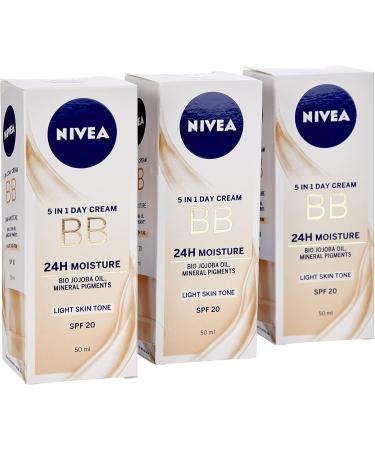  NIVEA Nivea BB Cream Light 5-in-1 Moisturiser with Organic Jojoba Oil and Minerals - 24 Hour Effectiveness - SPF 20 - 3 Bottles - Buy Online on GoSupps.com