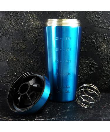 Best Body Nutrition Stainless Steel Protein Shaker - Blue | Integrated Sieve & Spiral Ball | 1 Piece for Optimal Mixing - Buy Online on GoSupps.com