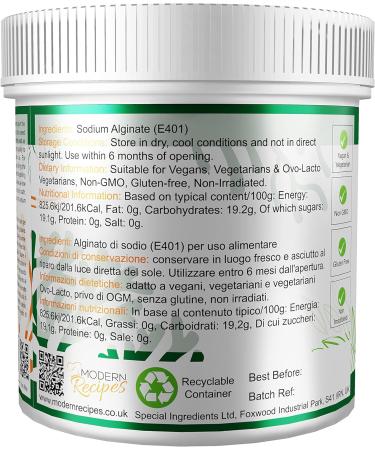 Sodium Alginate 250g Premium Quality Molecular Gastronomy Ingredient - Vegan, Non-GMO, Gluten Free - Recyclable Container - 1 Pack - Buy Online on GoSupps.com