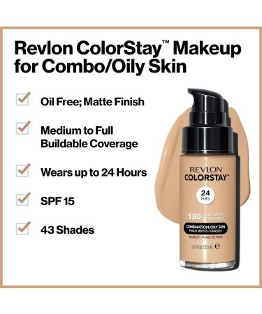 Revlon Colorstay Liquid Foundation Makeup for Combination/Oily Skin SPF 15 - Dune (295) 30 ml - Matte Finish - Longwear Formula - Pack of 1 - Buy Online on GoSupps.com