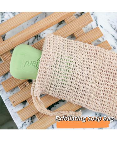 5-Piece Soap Bags Set | Exfoliating Mesh Pouches for Bar Soap | Sisal Soap Saver & Loofah Holder for Shower - Buy Online on GoSupps.com
