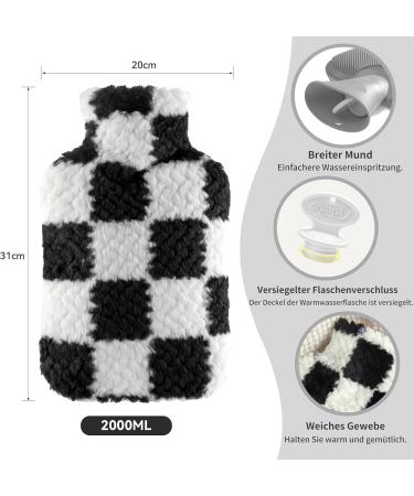 Buy SAMPLY 2L Hot Water Bottle with Soft Cover - Fluffy Bed Bottle for Kids & Adults - Perfect Warmth & Gift Idea for Women - Black & White - Buy Online on GoSupps.com