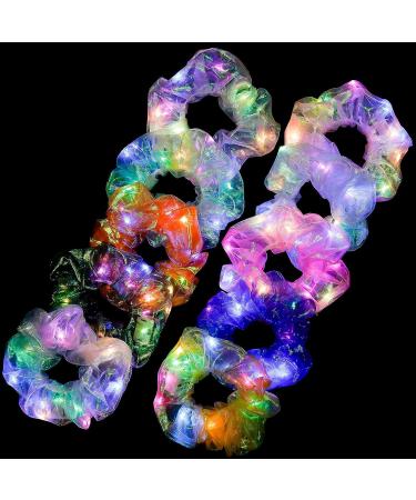 10Pcs LED Light Hair Scrunchies - Glow in the Dark Hair Ties for Women - Mermaid Party Favors - Neon Accessories for Festivals - Buy Online on GoSupps.com