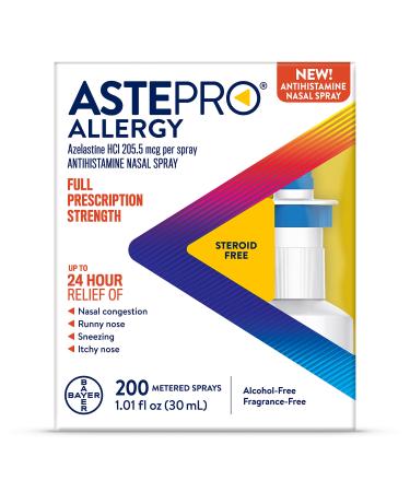 Astepro Allergy Nasal Spray, 24-Hour Allergy Relief, Steroid-Free Antihistamine, 200 Metered Sprays