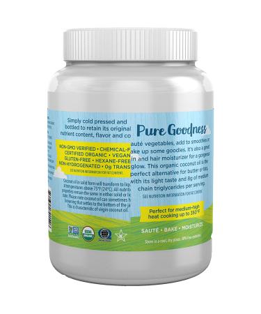 Carrington Farms 54 oz. Virgin Organic Coconut Oil - Ideal for Skin, Hair, Cooking, and Baking - Buy Online on GoSupps.com
