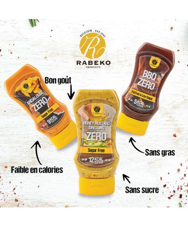 Rabeko Zero Sauce -mix American BBQ/Teriyaki/Curry-Ketchup 3 x 350 ml without sugar and low fat - healthy low carb and calorie products for salads - gluten and lactose free - Buy Online on GoSupps.com