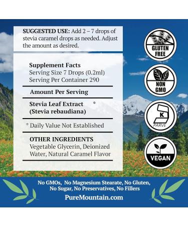 Caramel Stevia Liquid Drops | Natural Sweet Caramel Flavor | Alcohol Free & Kosher | 2oz Glass Bottle - Buy Online on GoSupps.com