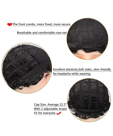 Bybrana Short Finger Wavy Curly Black Nuna Wig for Women - Natural Retro African Mommy Wig (1B Black) - Buy Online on GoSupps.com