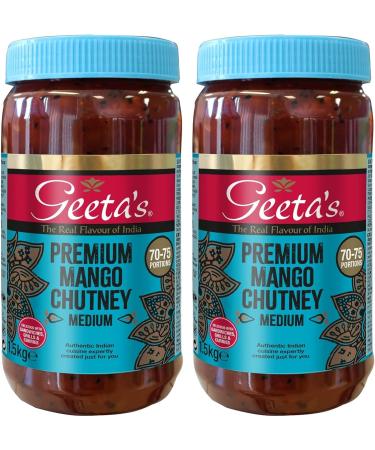 Geeta's Premium Mango Chutney Medium 1.5kg - Authentic Indian Food for Home, Work, Caterers, Cafes (2 Pack) - Buy Online on GoSupps.com