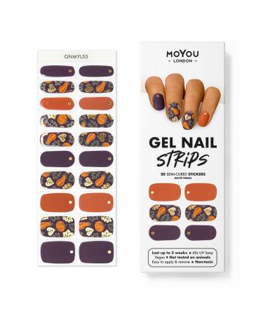 MOYOU LONDON Semi Cured Gel Nail Strips 20 Pc. Gel Wraps for Nails Get 1 Free UV Lamp when you Get 3 or More Easy Apply & Remove for Salon-Quality Manicure -Falling for You