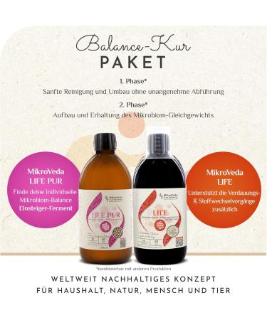 Microveda Structure Cure Beginner Kit - Vegan Ferment Drink with 33 Bacterial Strains 1x Microveda Life & Life Pure (2x0.5L Glass Bottles) - International Shipping Available - Buy Online on GoSupps.com