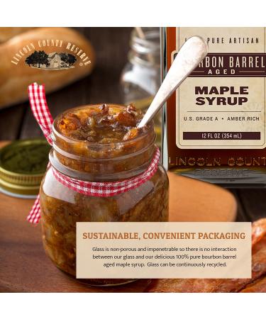 Lincoln County Reserve Bourbon Barrel Aged Maple Syrup - Grade A Amber Rich Taste - Gluten-Free - 12FL OZ (3 Pack) - Buy Online on GoSupps.com