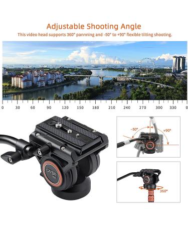 Cayer H6 Video Fluid Head Tripod with 60mm Flat Base & Pan Bar Handle - Max 13.2LB Load Capacity - Buy Online on GoSupps.com