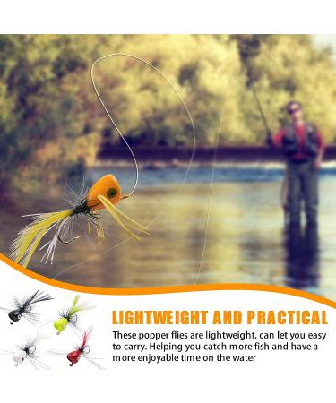 12pcs Colorful Fly Fishing Poppers for Bass, Trout, Salmon - Freshwater Topwater Lures with Hooks - White Assortment - Buy Online on GoSupps.com