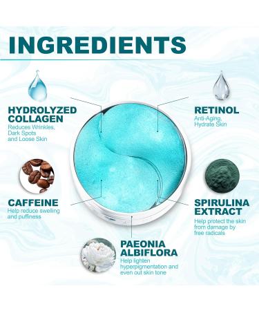Shop Hydrating Under Eye Pads - Retinol Infusion & Caffeine - All Natural Gel Masks for Bright Eyes - Buy Online on GoSupps.com