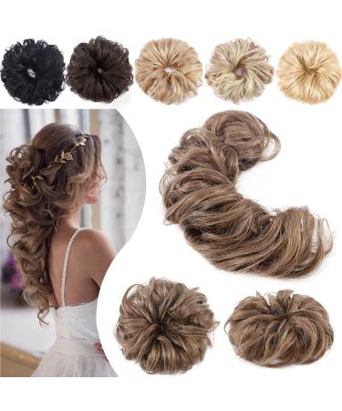 Sego long hair part hair tie extensions real hair messy bun dutt updos Voluminous hair extension corrugated (32g) light brown#6