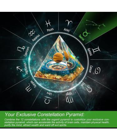 HuiJuKeJi Taurus Orgonite Pyramid - 12 Zodiac Constellations & Tiger Eye Crystal Birthstone for Energy Healing and Chakra Meditation - Buy Online on GoSupps.com