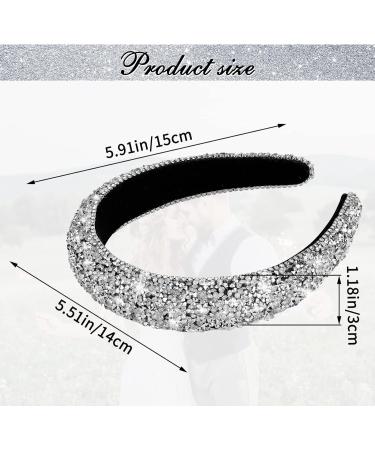 Sparkling Black Crystal Rhinestone Headband Hairband - Thick Style Silver | 90s Disco Hair Accessory for Women | Perfect Gift for Valentines & Birthdays - Buy Online on GoSupps.com