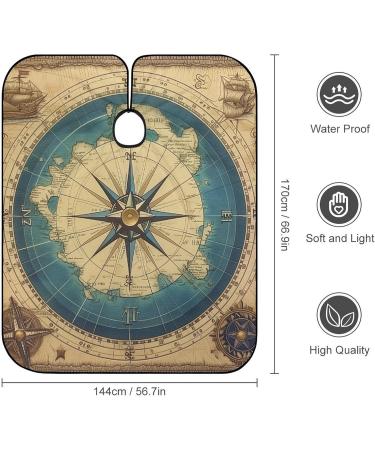 Vintage Compass Barber Cape - Professional Water Stain Resistant Hair Cutting Apron Anti-Static Salon Cape 56.7 66.9 Inch 1 Pack International Shipping Available - Buy Online on GoSupps.com
