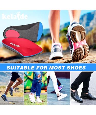 Kelaide 3/4 Orthotic Inserts for Plantar Fasciitis - Arch Support Insoles for Flat Feet Heel Pain Relief Metatarsalgia & Morton s Neuroma | Red Men 7-8 / Women 8-9 - Buy Online on GoSupps.com