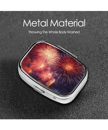Fireworks Sky Printed Square Pill Box | Portable Medicine Organizer for Travel | International Shipping - Buy Online on GoSupps.com