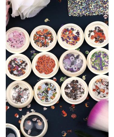 Kalolary 12 Boxes 3D Halloween Nail Art Sequin Stickers Holographic Halloween Witch Pumpkin Bat Sequins for Acrylic Nails DIY Manicure Sequin for Nail Art Decoration - Buy Online on GoSupps.com
