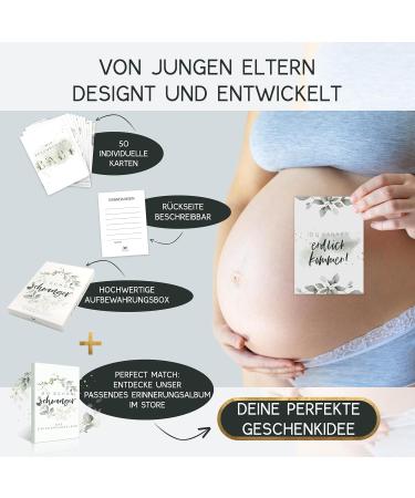 Sky.herz.papier Milestone Cards for Pregnancy - 50 High-Quality Cards & Gift Box - Perfect Gift for Expecting Moms - Buy Online on GoSupps.com