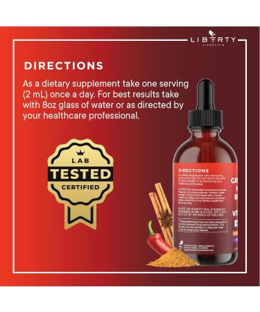 Cayenne Pepper Supplement Liquid Drops + Hawthorn Berry Vitamin D3 K2 Beet Root Powder Ceylon Cinnamon Turmeric Curcumin Organic Panax Ginseng - 4oz 2 Fl Oz (Pack of 2) - Buy Online on GoSupps.com