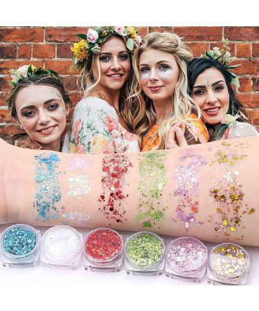12 Colors Body Glitter Gel Set | Long-Lasting Holographic Makeup Glitter for Face, Eyes & Festivals - Buy Online on GoSupps.com