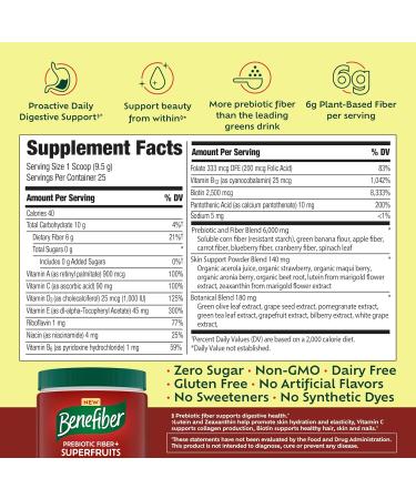 Benefiber Prebiotic Fiber + Superfruits Dietary Supplement Strawberry Dragon Fruit Flavor 8.8 oz (250g) - Buy Online on GoSupps.com