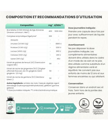 Digestive Natural - Difficult Digestion Gas and Abdominal Bloating - Vegan Digestive Enzymes - Digezyme Bromelain and Extracts of Fennel Ginger and Gentian No Additives - DIGELIT - Buy Online on GoSupps.com