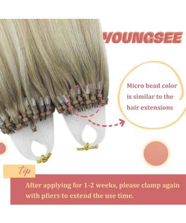 Youngsee Microring Extensions - Real Ombre Hair 55cm | 1g/S Micro Loop Ashblond & Platinblond Extensions for Women | 50g #18/60 - Buy Online on GoSupps.com