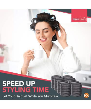 8PK Black Hair Rollers for Hair Volume | Self Holding Large Hair Rollers | Black Velcro Rollers for Hair | Hair Roller for Long Hair & Short Hair | Large Velcro Hairdressing Curler | Salon Hair Curler - Buy Online on GoSupps.com