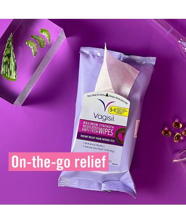 Vagisil Anti-Itch Medicated Feminine Vaginal Wipes - Maximum Strength, 20 Count - Buy Online on GoSupps.com