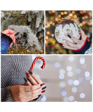 Brishow Christmas Artificial Nails - Elk & Snowflake Ballerina Acrylic Press-On Nails | 24 Full Cover Nail Set for Women & Girls - Buy Online on GoSupps.com