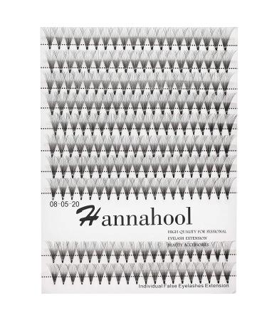 Hannahool 20D Natural Long Individual False Eyelashes Cluster | 0.07mm D Curl Volume Fans Extensions | Soft Lightweight Dramatic Look | 12mm - Buy Online on GoSupps.com