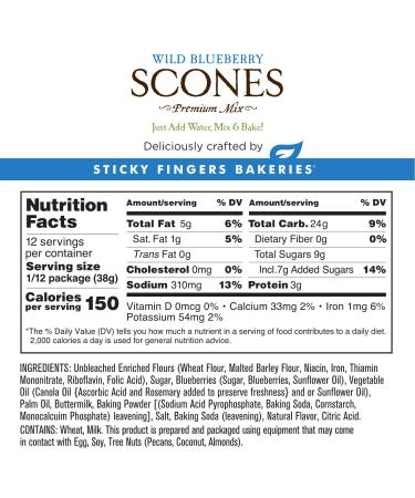 Sticky Fingers Bakeries English Scone Mix - Wild Blueberry 1lb (Pack of 2) | Makes 12 Scones | Easy to Bake Fresh English Scones - Buy Online on GoSupps.com