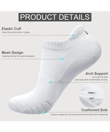 Coskefy Unisex Sneaker Socks Breathable Cotton Sports Socks for Men & Women 6 Pairs | Sizes 35-50 Black White Gray - Buy Online on GoSupps.com