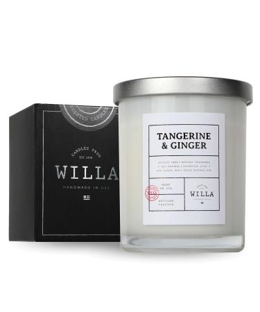 Willa Tangerine & Ginger Highly Scented Candle - All Natural Soy Wax Luxury Candles Made in The USA with Essential Oils - Best for a Home / Aromatherapy / Gift / Spa / Bathroom 9oz Jar Candle