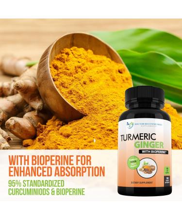 Turmeric Curcumin with Ginger 95% Curcuminoids & BioPerine - 180 Veg Capsules - Made in USA - Buy Online on GoSupps.com