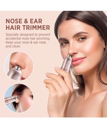 2 in 1 Painless Electric Facial Hair Remover for Women - Nose Trimmer & Face Shaver - Rechargeable Hair Removal Tool for Peach Fuzz, Lips & Chin - Buy Online on GoSupps.com