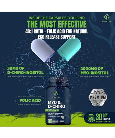 Novulah Myo-Inositol & D-Chiro Inositol Capsules with Folic Acid for PCOS | 40:1 Ratio | Menstrual Cycle Regulation & Conception Support | 90 Capsules - Buy Online on GoSupps.com
