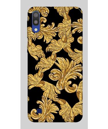 Soft TPU Case for Samsung A10 057 Leather Black Elegant Liberty Leaves Gold Luxury