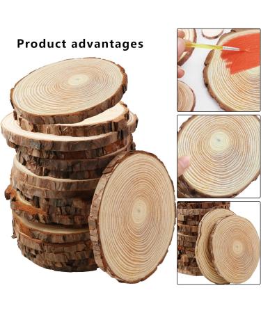 17 PCS 5.1-5.5 Inch Unfinished Wood Slices Craft Kit with Tree Bark - Perfect for Christmas Ornaments, Rustic Wedding Decor & Crafts - Circles Wood Discs Centerpieces - Buy Online on GoSupps.com