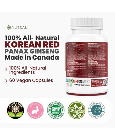 2400mg HIGH POTENCY Pure Korean Red Panax Ginseng capsules Powerful Energy Ginseng Supplement for Men & Women Cognitive and Immune Support. Non-GMO Vegan Gluten Free. 60 Easy to Swallow 4:1 Extract Capsules. 60 count (Pack of 1) - Buy Online on GoSupps.com