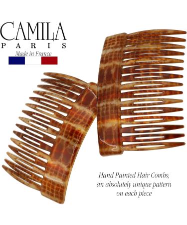 Camila Paris CP2943 French Hair Side Comb 3 inch Small Brown Flexible Durable Cellulose Hair Combs Strong Hold Hair Clips for Women No Slip Styling Girls Hair Accessories Made in France - Buy Online on GoSupps.com