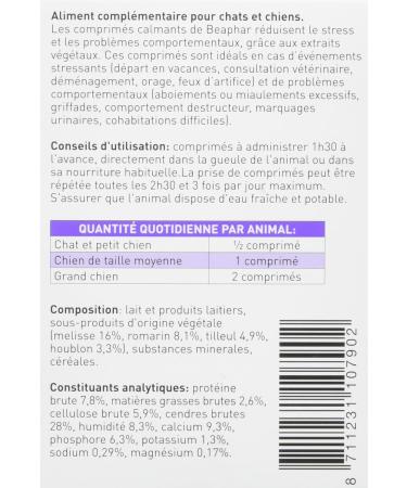 BEAPHAR NO STRESS - Valerian Calming Tablets for Dogs and Cats - Natural Plant Extracts - Reduces Stress & Behavioral Problems Without Addiction or Drowsiness - Pack of 20 - Buy Online on GoSupps.com